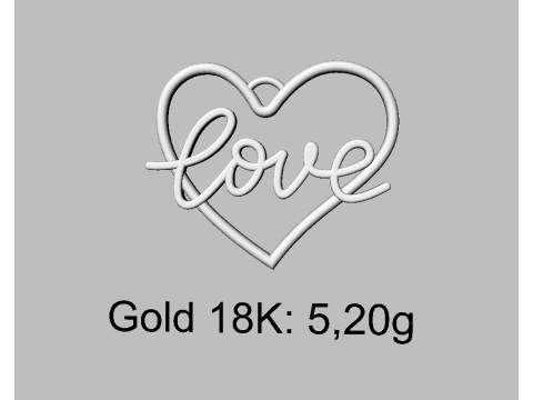 Love Heart Pendant 3D Print Model