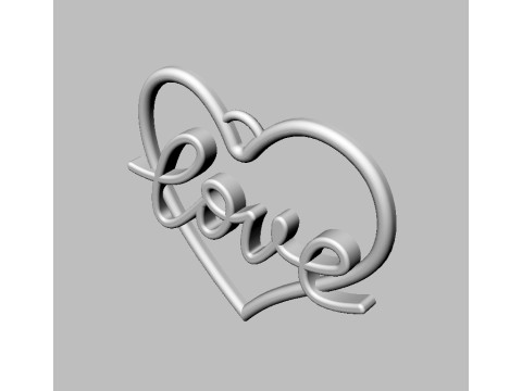 Love Heart Pendant 3D Print Model