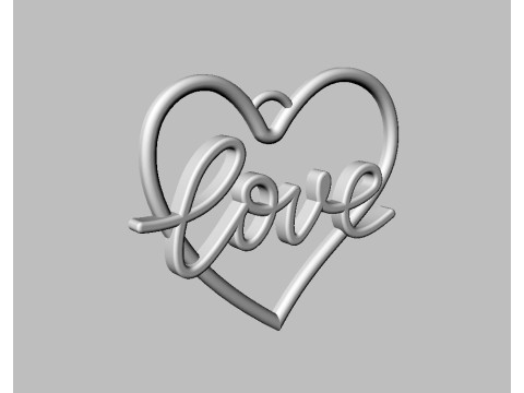 Love Heart Pendant 3D Print Model