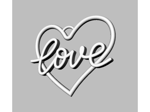 Love Heart Pendant 3D Print Model