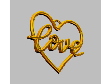 Love Heart Pendant 3D Print Model