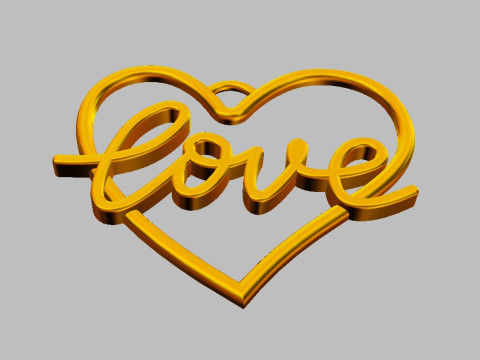 Love Heart Pendant 3D Print Model
