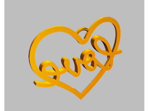 Love Heart Pendant 3D Print Model
