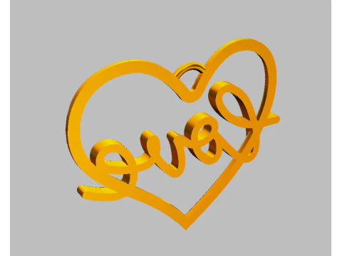 Pingente de cora&ccedil;&atilde;o de amor Modelo de Impressão 3D