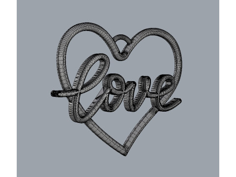 Love Heart Pendant 3D Print Model