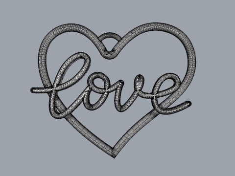 Love Heart Pendant 3D Print Model