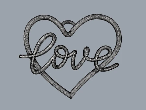 Pingente de cora&ccedil;&atilde;o de amor Modelo de Impressão 3D