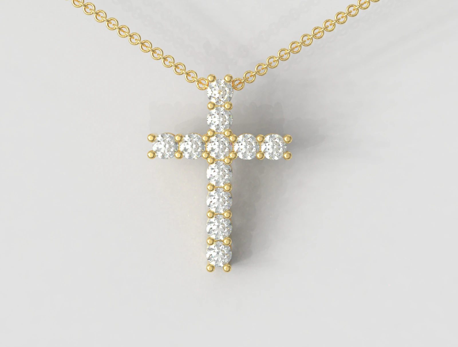350mm Gemstone Diamond Cross Pendant 3D Print Model .c4d .max .obj .3ds .fbx .stl .blend 
