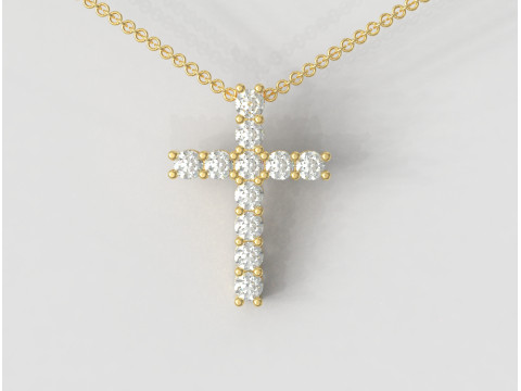 350mm Gemstone Diamond Cross Pendant 3D Print Model
