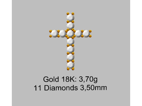 350mm Gemstone Diamond Cross Pendant Modèles 3D en vedette