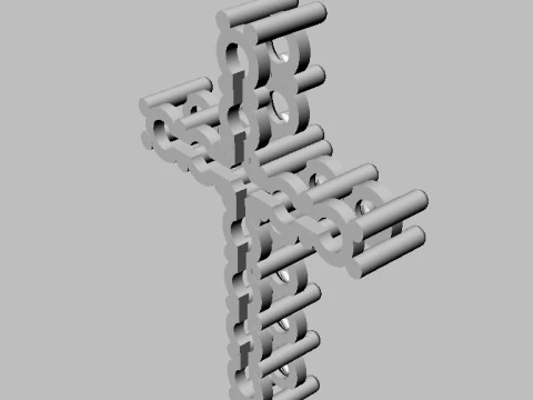 350mm Gemstone Diamond Cross Pendant 3D Print Model