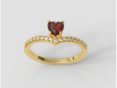 5mm Heart Gemstone Ring 3D Print Model