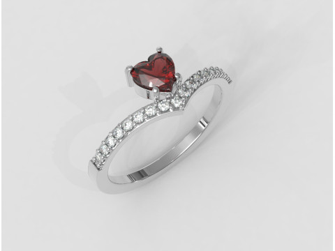 5mm Heart Gemstone Ring Model Cetak 3D