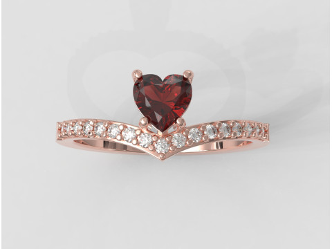 5mm Heart Gemstone Ring Model Cetak 3D