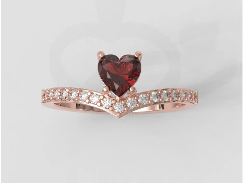 5mm Heart Gemstone Ring 3D Print Model