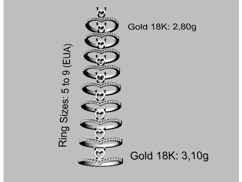 5mm Heart Gemstone Ring Model Cetak 3D