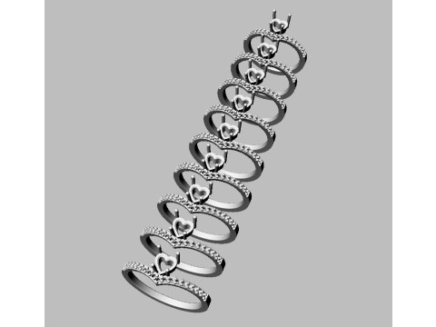 5mm Heart Gemstone Ring Model Cetak 3D