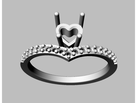 5mm Heart Gemstone Ring Model Cetak 3D
