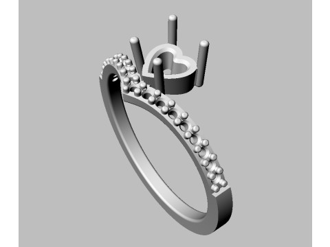 5mm Heart Gemstone Ring Model Cetak 3D