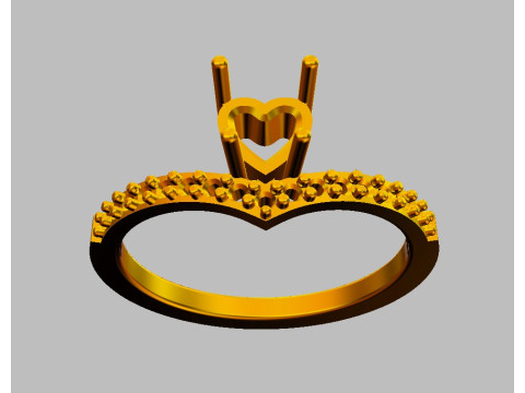 5mm Heart Gemstone Ring Model Cetak 3D