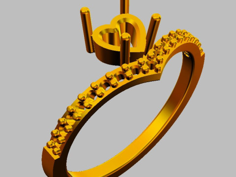 5mm Heart Gemstone Ring Model Cetak 3D