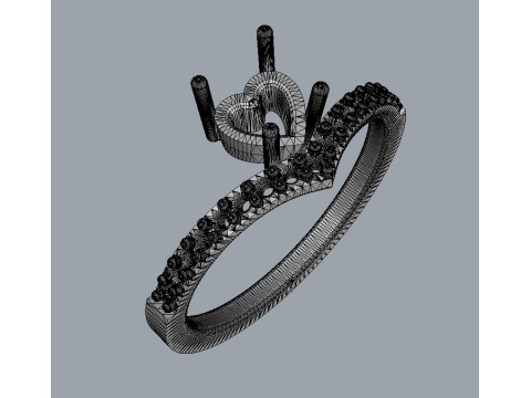 5mm Heart Gemstone Ring Model Cetak 3D