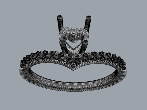 5mm Heart Gemstone Ring Model Cetak 3D