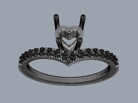 5mm Heart Gemstone Ring 3D Print Model