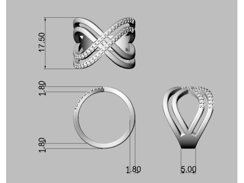 Fashion Diamond Ring 3D Print Model
