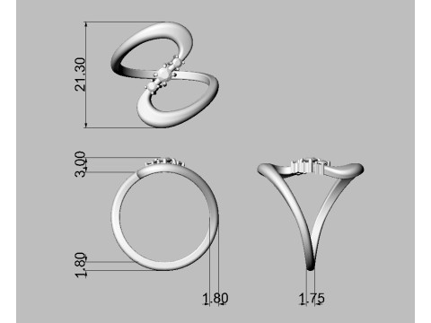 Gemstone Modern Ring 3D Print Model