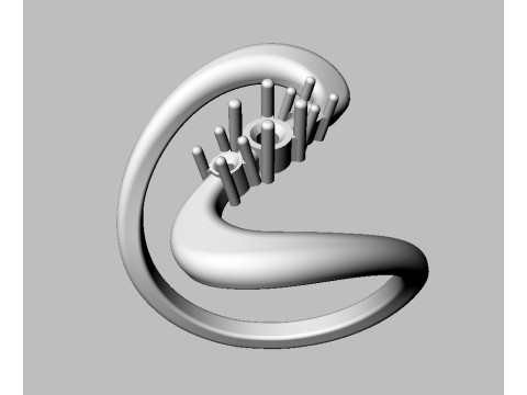 Gemstone Modern Ring 3D Print Model