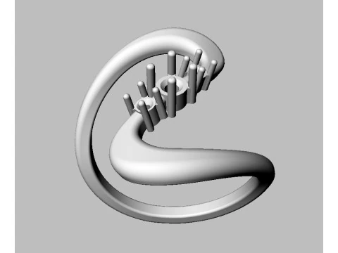 Gemstone Modern Ring 3D Print Model