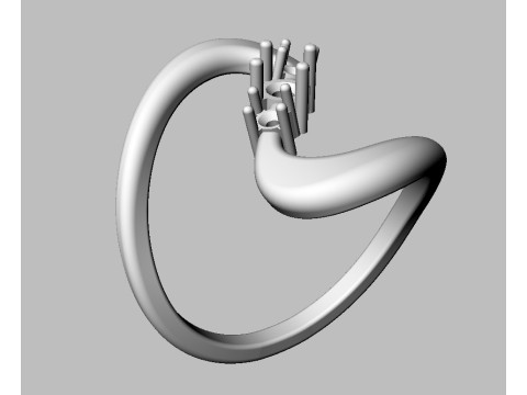 Gemstone Modern Ring 3D Print Model