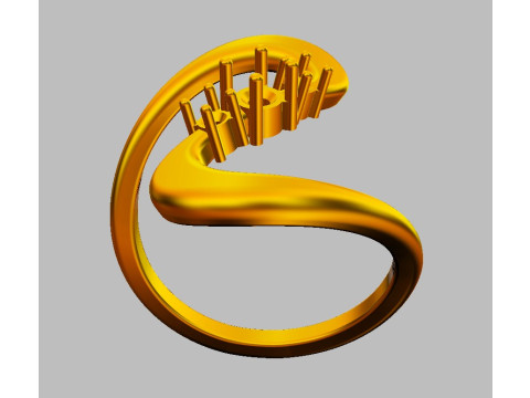 Gemstone Modern Ring 3D Print Model