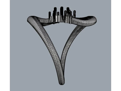 Gemstone Modern Ring 3D Print Model