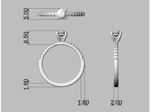 5mm Heart Engagement Ring 3D Print Model