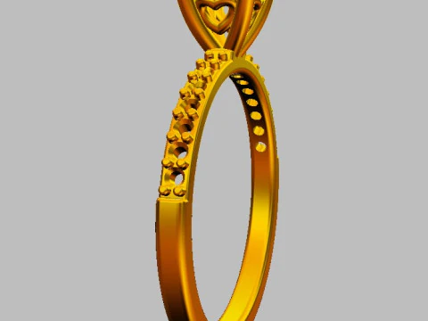 5mm Heart Engagement Ring 3D Print Model