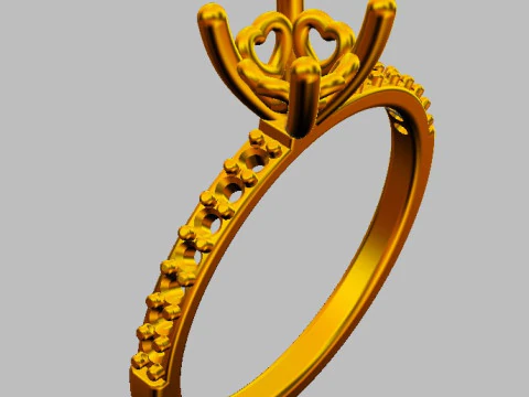5mm Heart Engagement Ring 3D Print Model