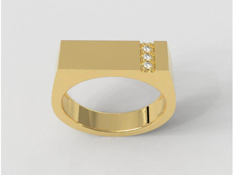 Классическое кольцо Cheavlier с бриллиантом 3D Принт Модель