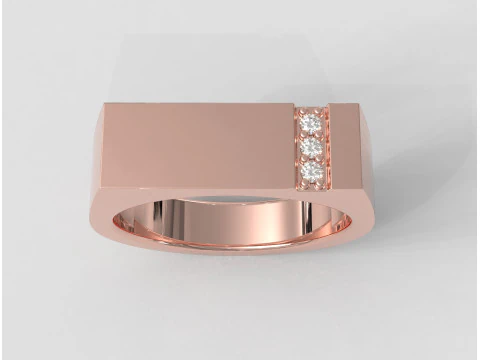 Diamond Classic Cheavlier Ring 3D Print Model