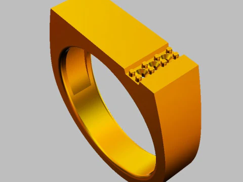 Diamond Classic Cheavlier Ring 3D Print Model