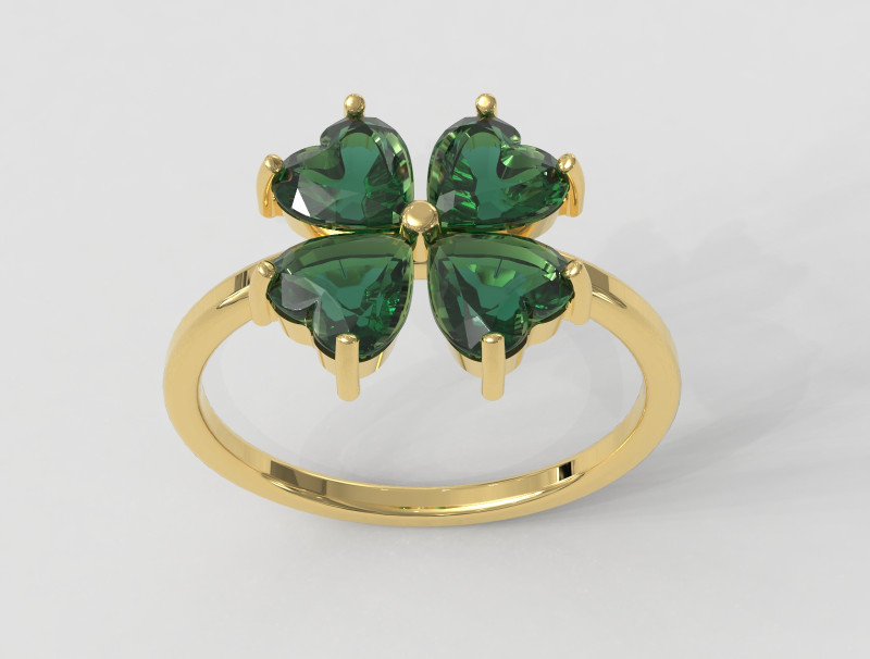 Clover Gemstone Ring 3D प्रिंट मॉडल .c4d .max .obj .3ds .fbx .stl .blend