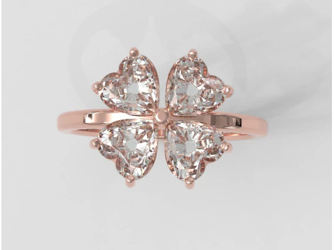 Clover Gemstone Ring 3D Print Model