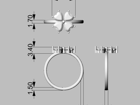 Clover Gemstone Ring 3D प्रिंट मॉडल