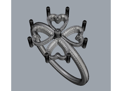 Clover Gemstone Ring 3D प्रिंट मॉडल