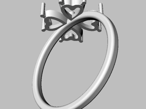 Clover Gemstone Ring 3D Print Model