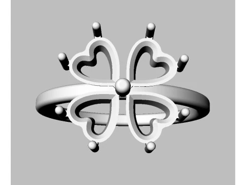 Clover Gemstone Ring 3D Print Model