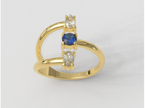 Gemstone Modern Ring 3D Print Model