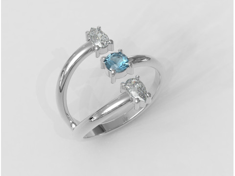 Gemstone Modern Ring 3D Print Model