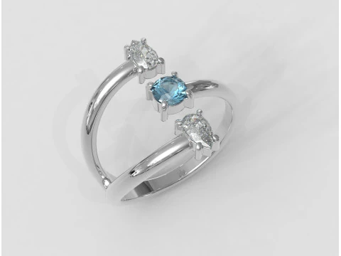 Gemstone Modern Ring 3D Print Model